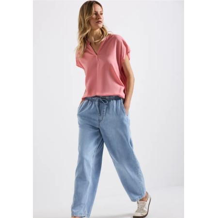 Street One Blouse met gespleten hals in effen kleur