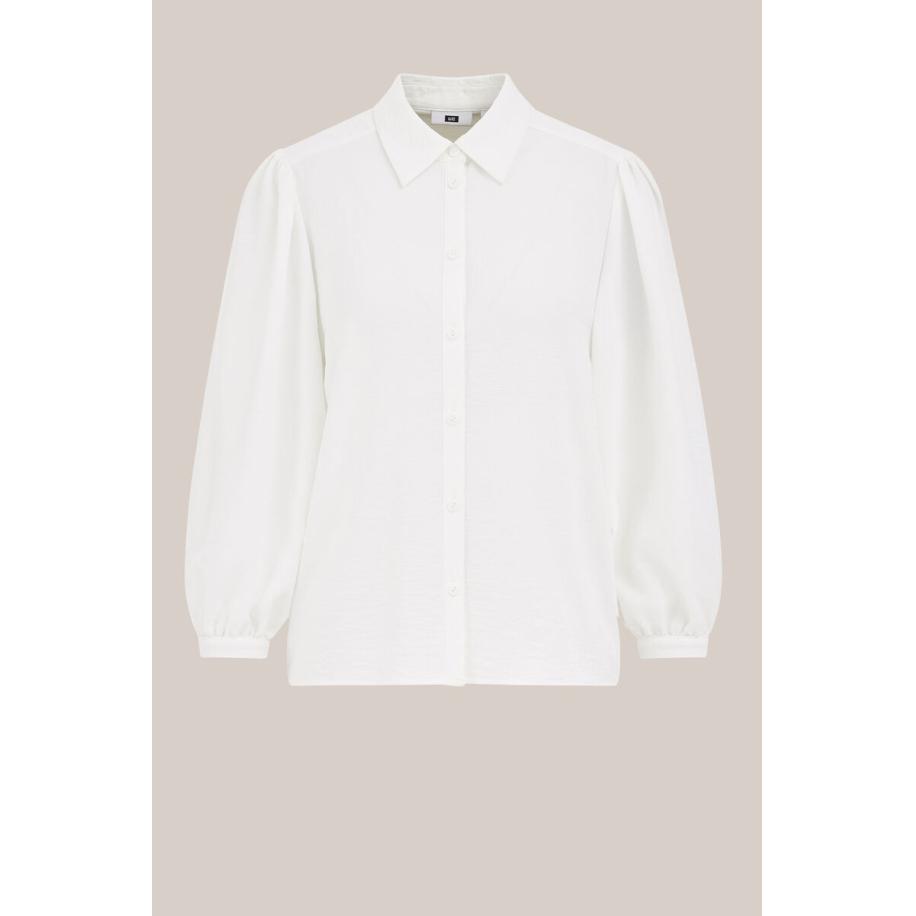 WE Fashion Dames Blouse met ballonmouwen - Regular fit - Gebroken wit - Maat: M Wit
