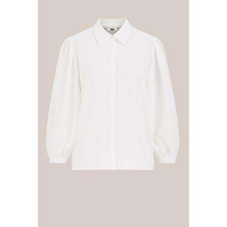 WE Fashion Dames Blouse met ballonmouwen - Regular fit - Gebroken wit - Maat: M