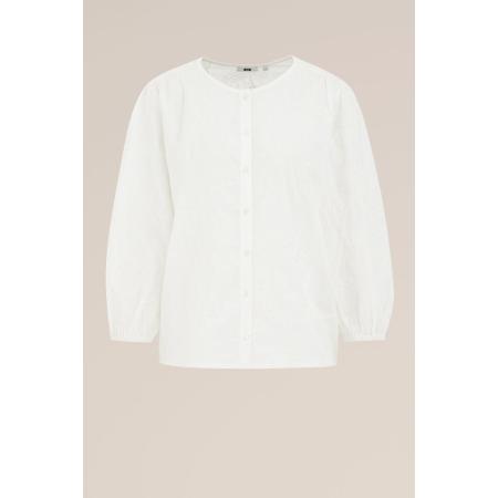 WE Fashion Dames Blouse met embroideries - Regular fit - Gebroken wit - Katoen - Maat: M