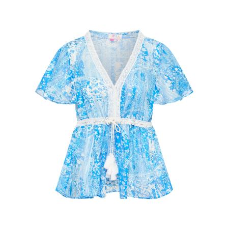 IZIA IZIA Blouse hemelsblauw / wit