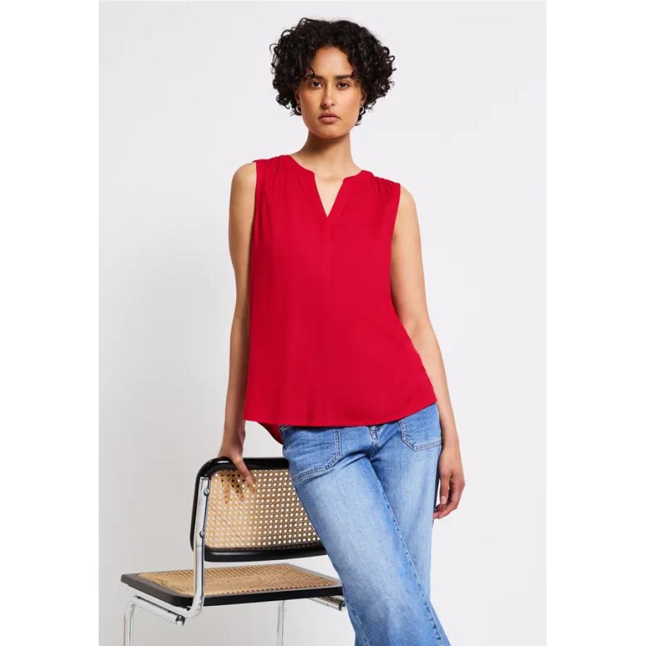 Street One Blousetop met gespleten hals Rood
