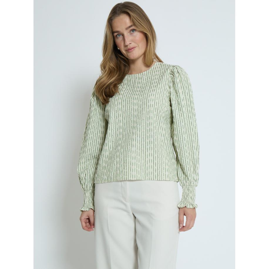Minus minus Blouse Bessima groen / wit -