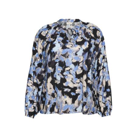 KAFFE CURVE Blouse KC Toria sand / royal blue/koningsblauw / lichtblauw / zwart