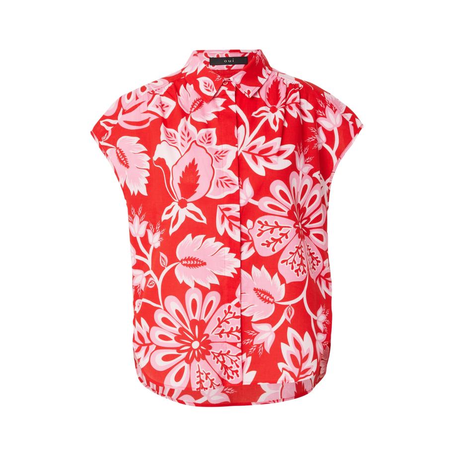 Oui OUI Blouse lichtroze / rood / wit -
