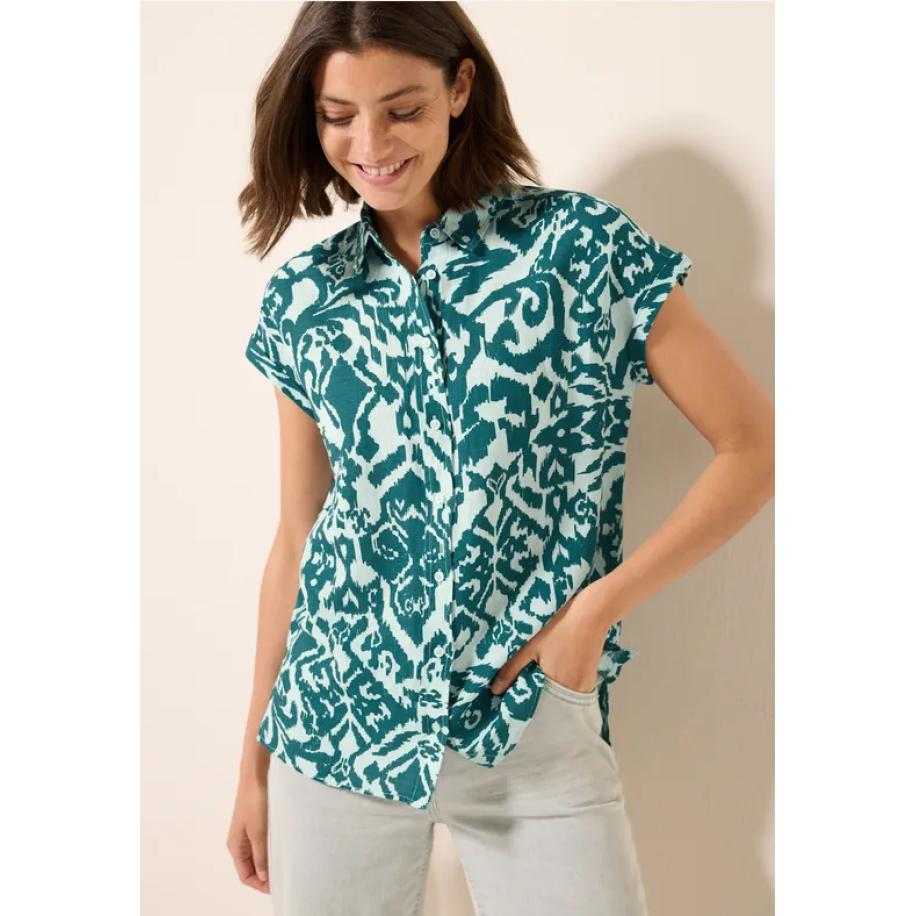 CECIL Gedessineerde linnen blouse Groen
