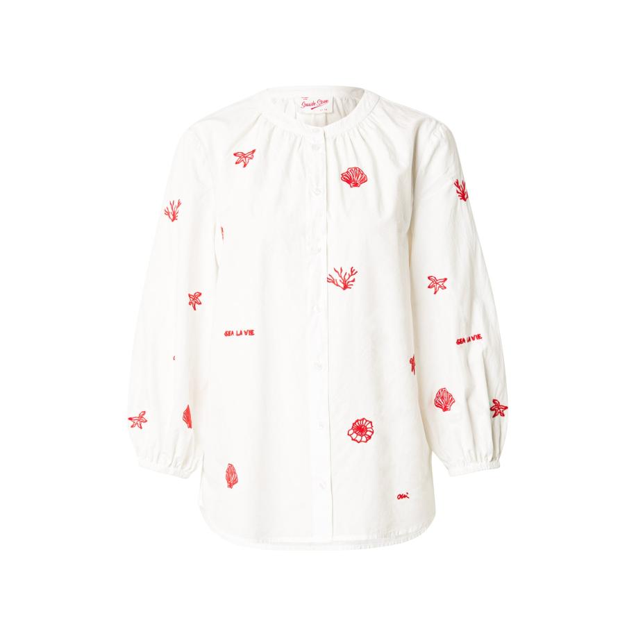 Oui OUI Blouse rood / wit -