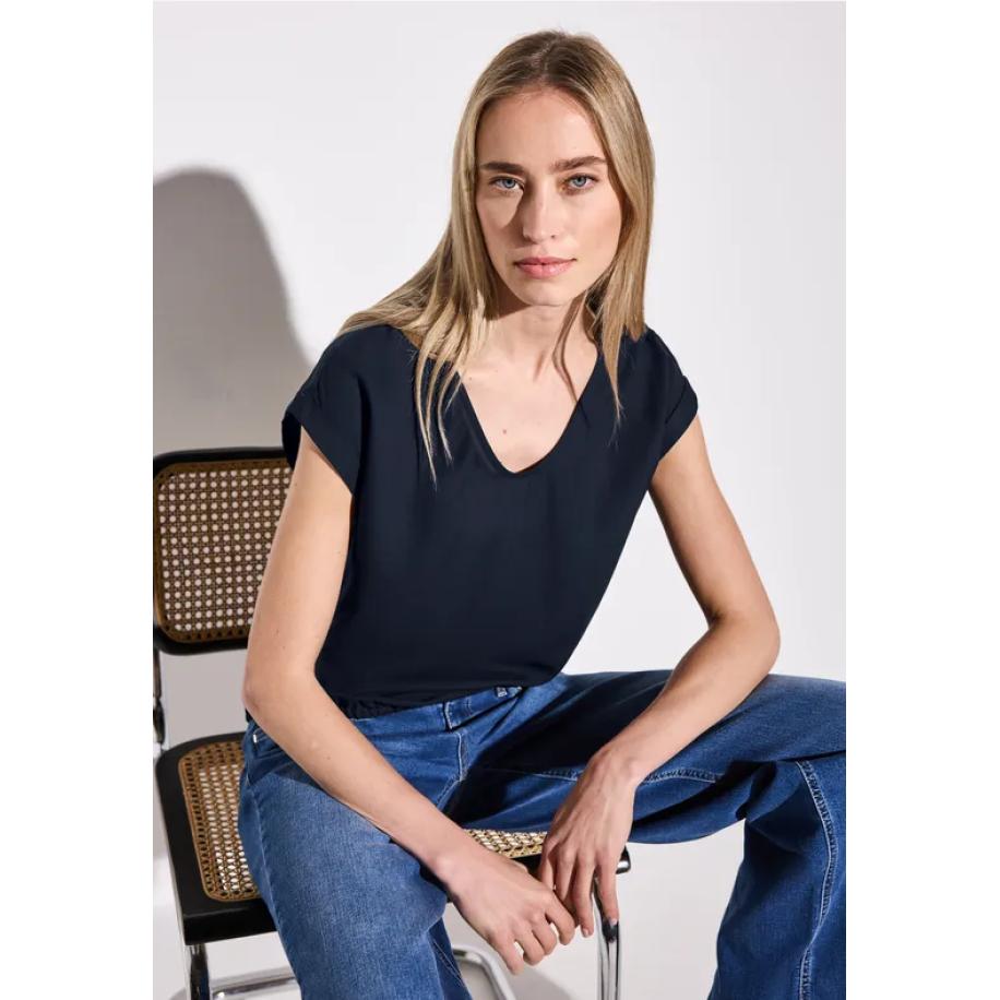 Street One Blouse in effen kleur Blauw