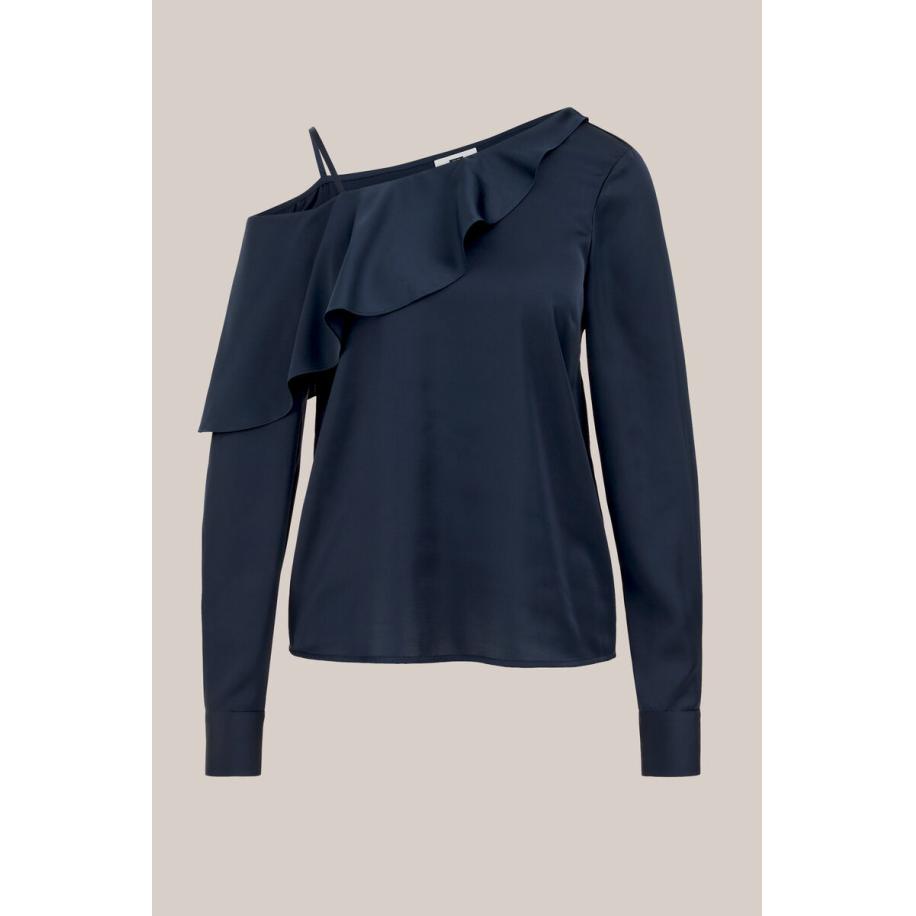 WE Fashion Dames blouse - Regular fit - Donkerblauw - Maat: XS Blauw