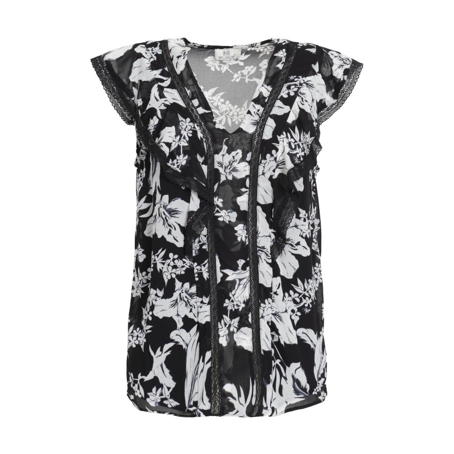 Influencer Influencer Blouse zwart / wit -