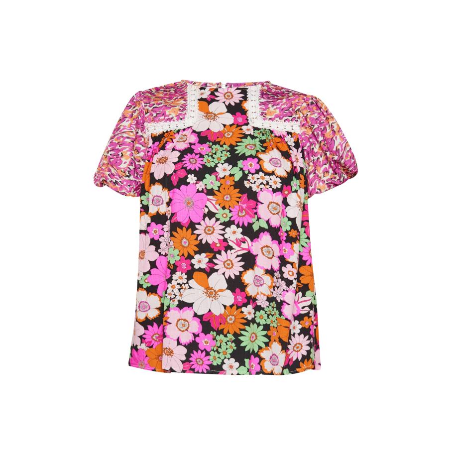 Gaya Gaya Blouse groen / oranje / rosa / wit -