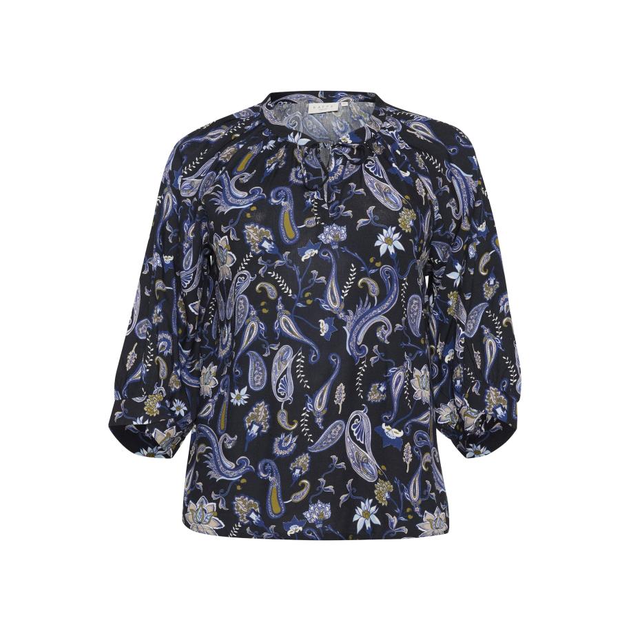 KAFFE CURVE Blouse navy / riet / zwart / wit Zwart