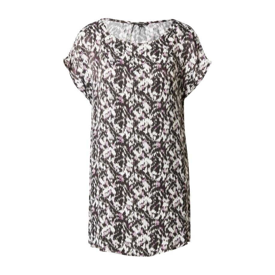 COMMA Blouse roodviolet / zwart / wit Zwart