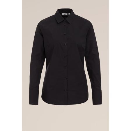 WE Fashion Dames overhemdblouse - Regular fit - Zwart - Katoen - Maat: M