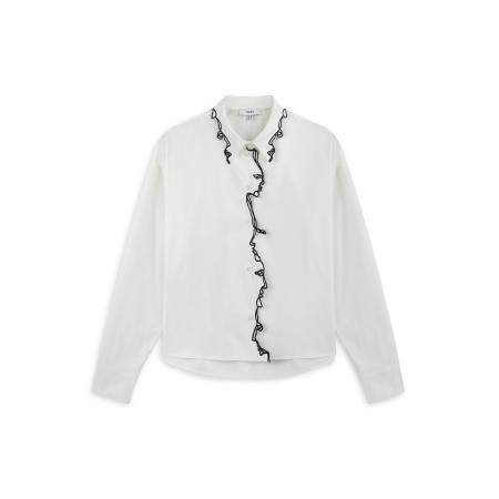 Twist Twist Blouse Relaxed fit Contrast Embroidered ecru / zwart