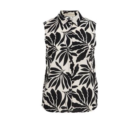 WE Fashion Dames blouse - Curve - Regular fit - Zwart - Viscose - Plus Size Maat: 52