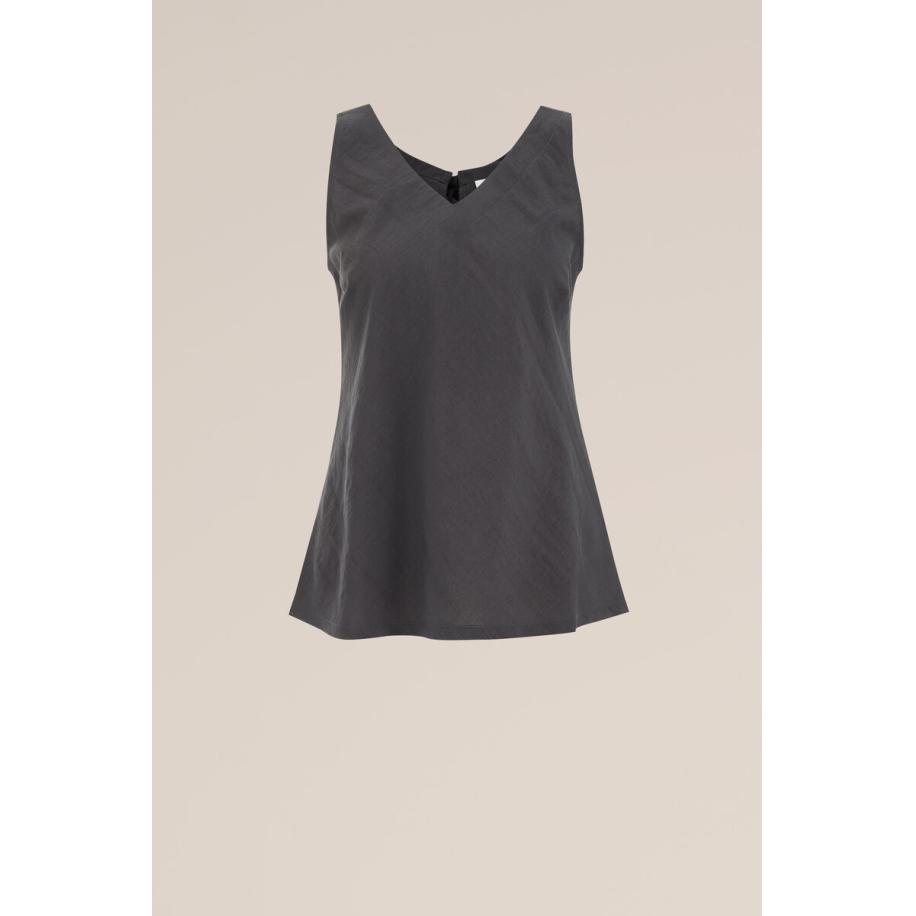 WE Fashion Dames singlet met strik - Regular fit - Donkergrijs - Viscose - Maat: XS Grijs