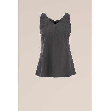 WE Fashion Dames singlet met strik - Regular fit - Donkergrijs - Viscose - Maat: XS