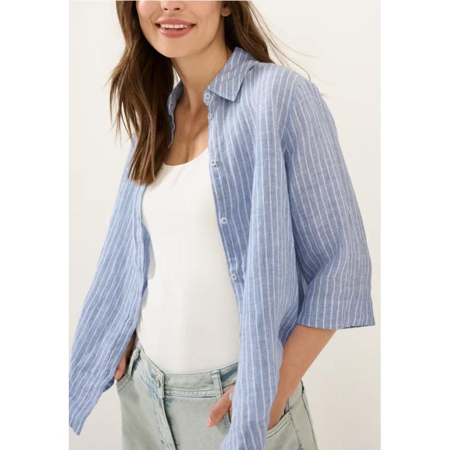 CECIL Gestreept linnen overhemd blouse Blauw