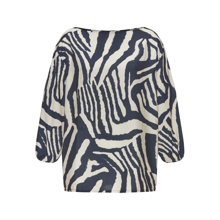 Lascana LASCANA Blouse crème / ultramarine blauw -