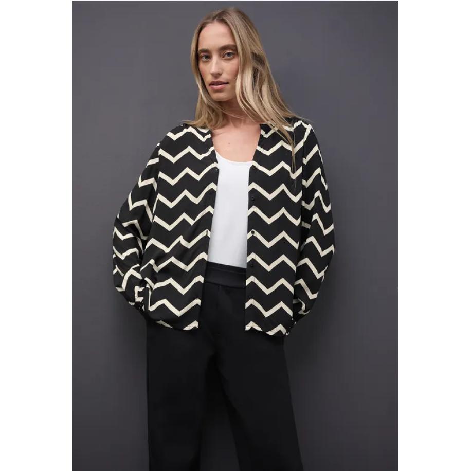 Street One Blouse met zigzagpatroon Zwart