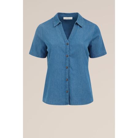 Blue Ridge dames denim blouse - Curve - Regular fit - Blauw - Katoen - Plus Size Maat: 50