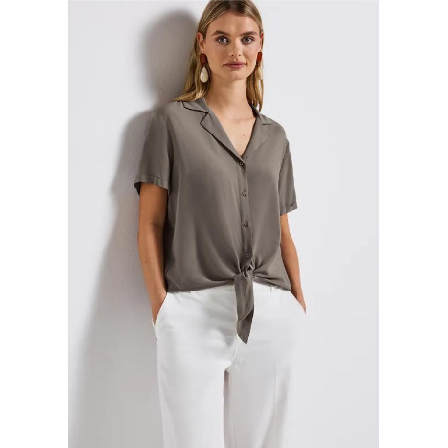 Street One Blouse met bowlingkraag Bruin