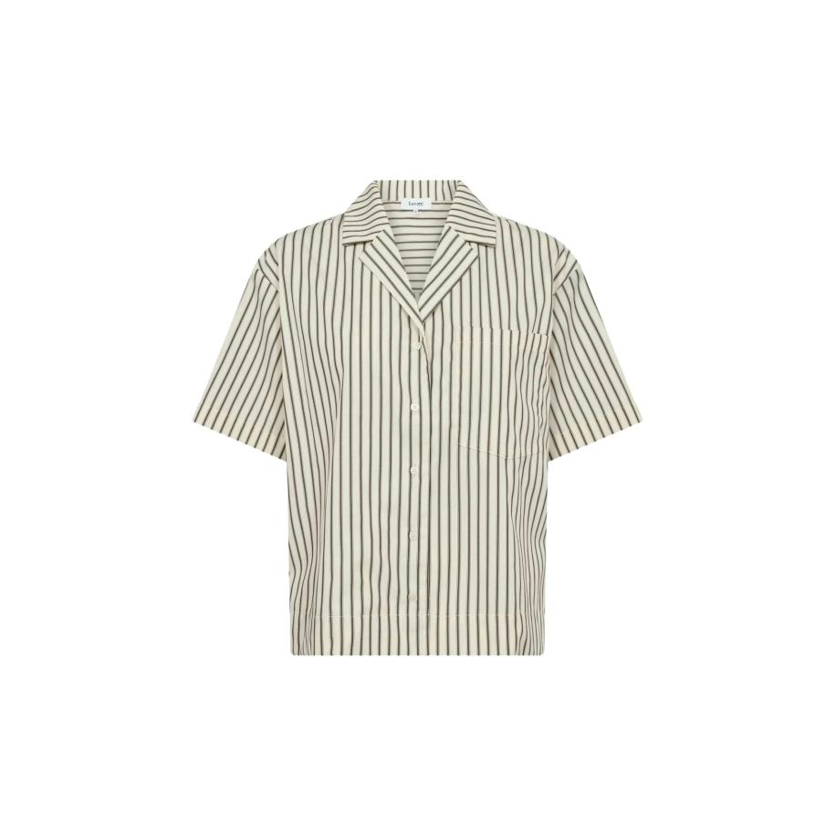 Levete Room Levete Room Blouse lichtbeige / donkerbruin -