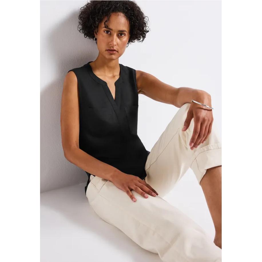 Street One Blousetop met borstzakken Zwart