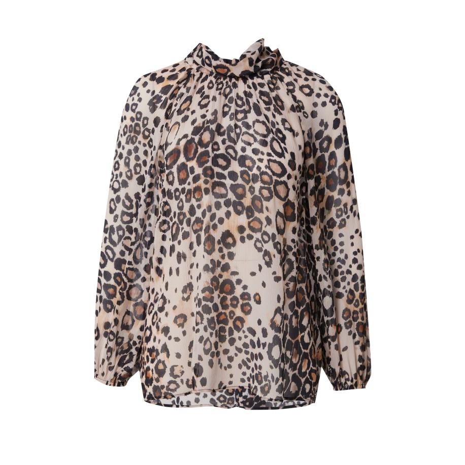 Marc Cain Marc Cain Blouse camel / chocoladebruin / zwart -
