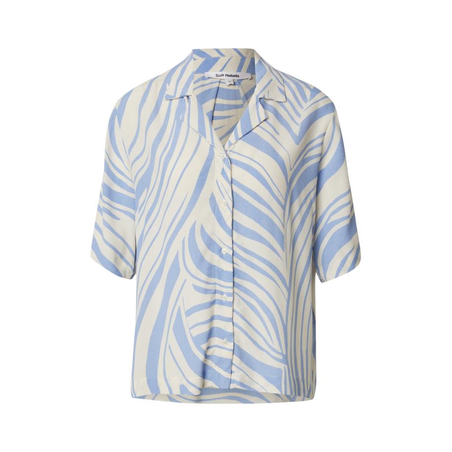 Soft Rebels Soft Rebels Blouse SRBilly lichtblauw / wit -