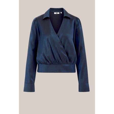 WE Fashion Dames blouse - Regular fit - Donkerblauw - Viscose - Maat: S
