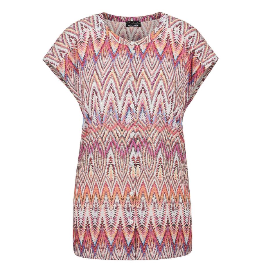 Goldner Goldner Blouse beige / donkerbeige / duifblauw / oranje / rood -