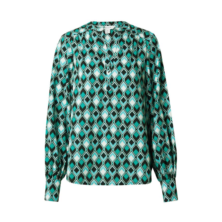 Wallis Wallis Blouse lichtblauw / groen / zwart / wit -