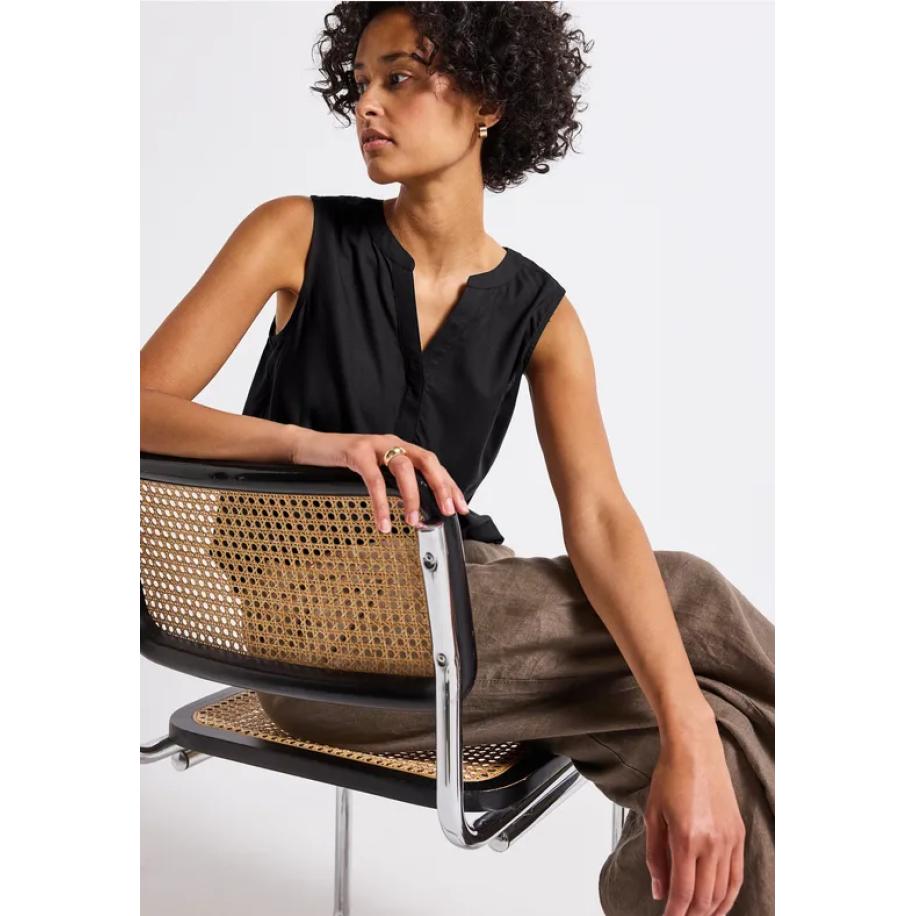 Street One Blousetop in effen kleur Zwart