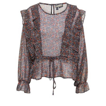 DreiMaster DreiMaster Vintage Blouse beige / kobaltblauw / roestbruin