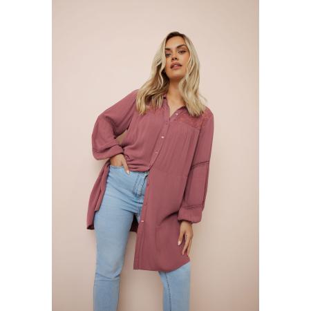 Yours Lang Gelaagd Overhemd Met Gehaakte Details In Oudroze Size 66-68