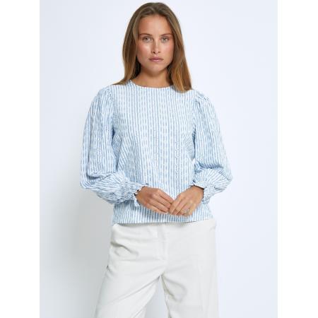 Minus minus Blouse Bessima lichtblauw / wit