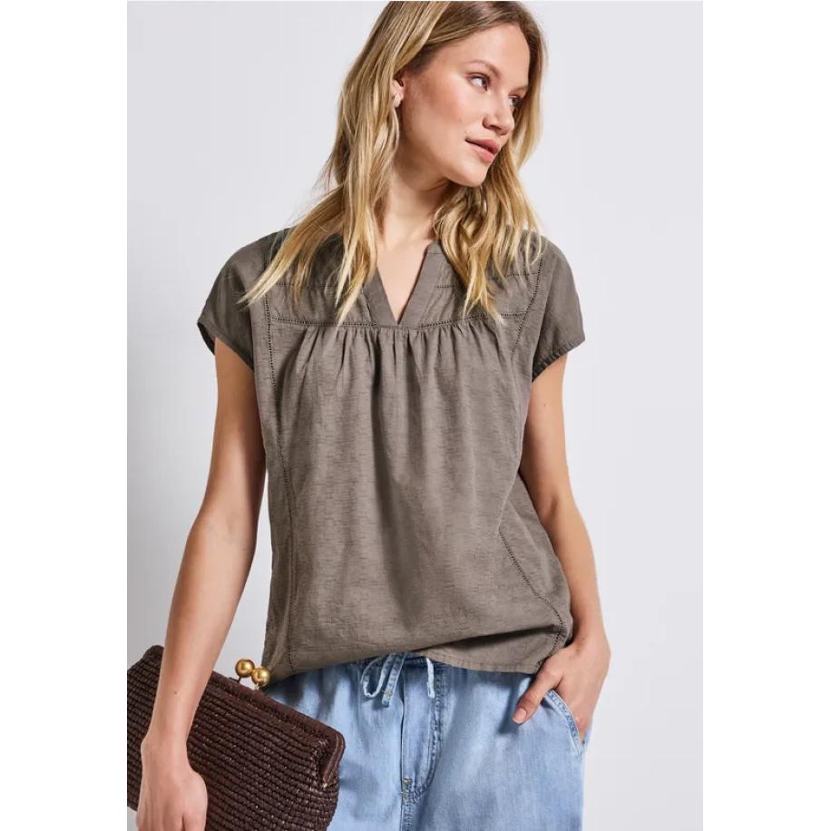 Street One Blouse met tape details Bruin