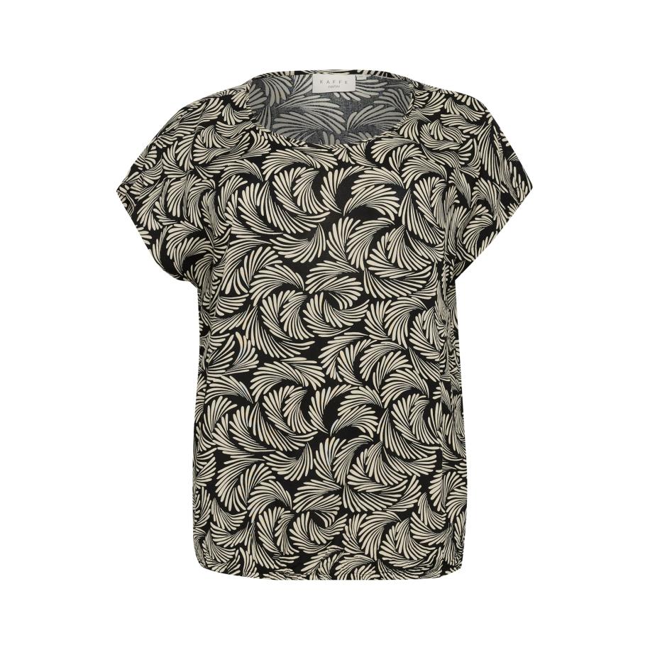 KAFFE CURVE Blouse Sonna Stanley ecru / zwart Zwart