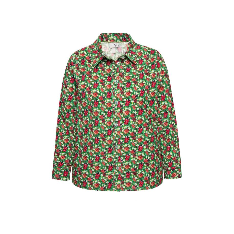 Ulla Popken Ulla Popken Blouse lichtgroen / rood / wit -