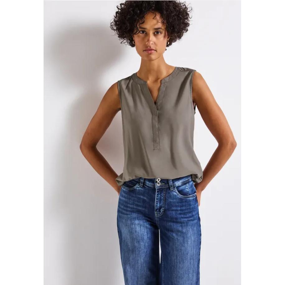 Street One Blousetop in effen kleur Bruin