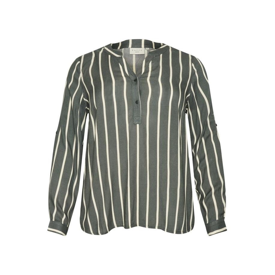 KAFFE CURVE Blouse KC Sida kaki / wit Groen