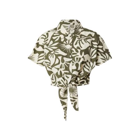 Only ONLY Blouse ONLJAKIRI LINEN ivoor / olijfgroen