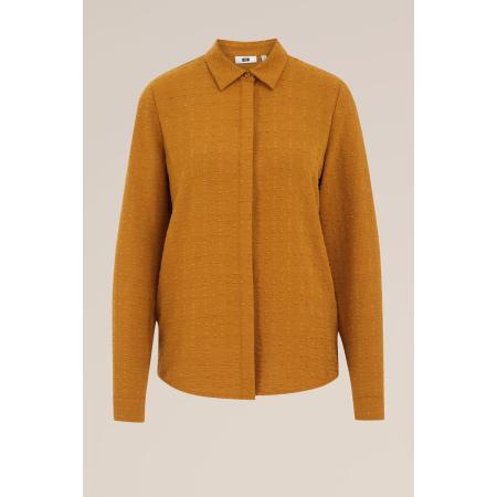 WE Fashion Dames blouse met structuur - Regular fit - Mosterdgeel - Maat: S