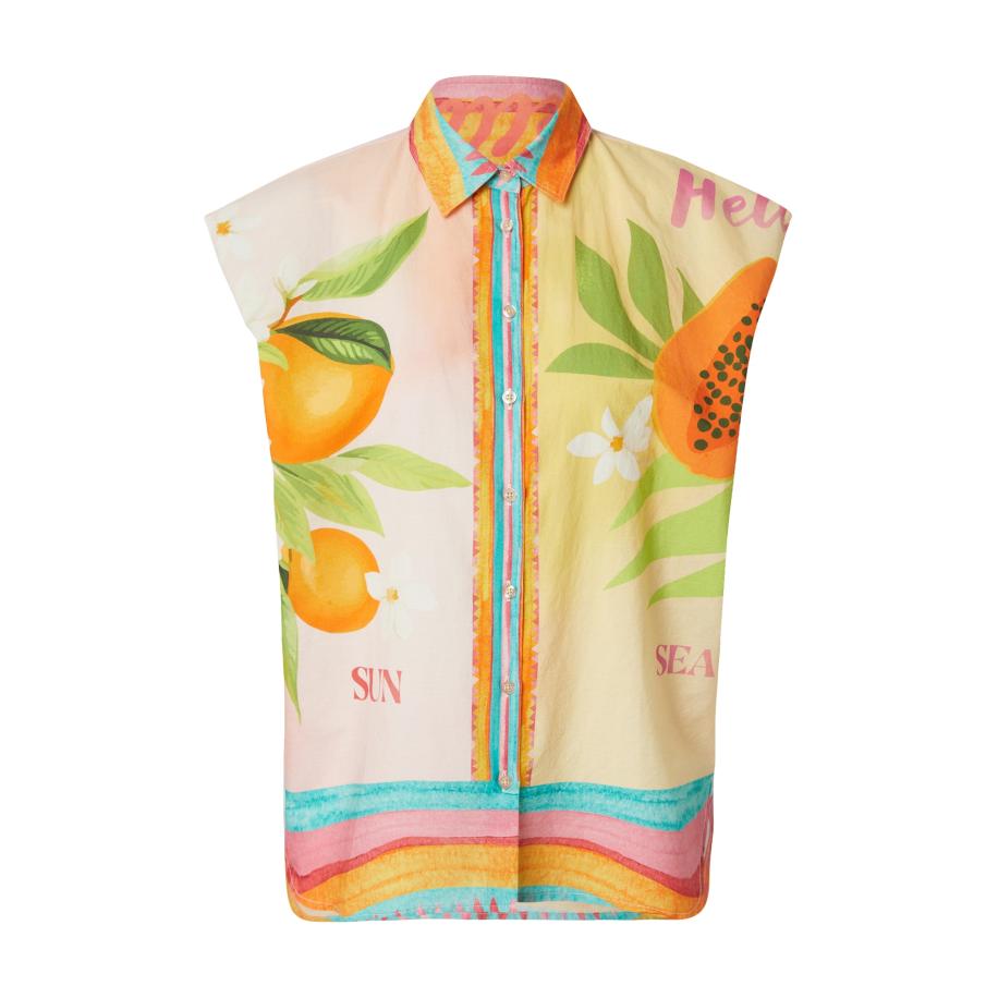 Emily van den Bergh Emily Van Den Bergh Blouse lichtgeel / kiwi / donkeroranje / rosa -