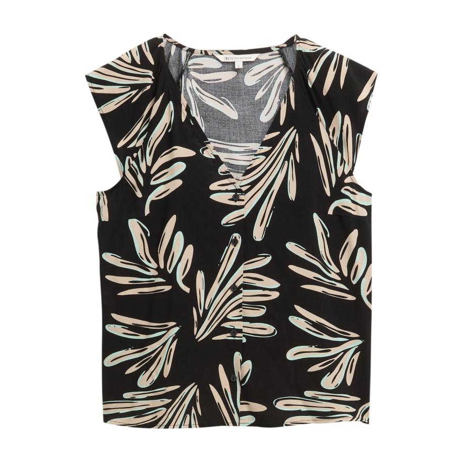 Tom Tailor TOM TAILOR DENIM Blouse beige / turquoise / zwart -