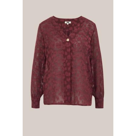 WE Fashion Dames blouse met structuur - Regular fit - Donkerrood - Maat: XS