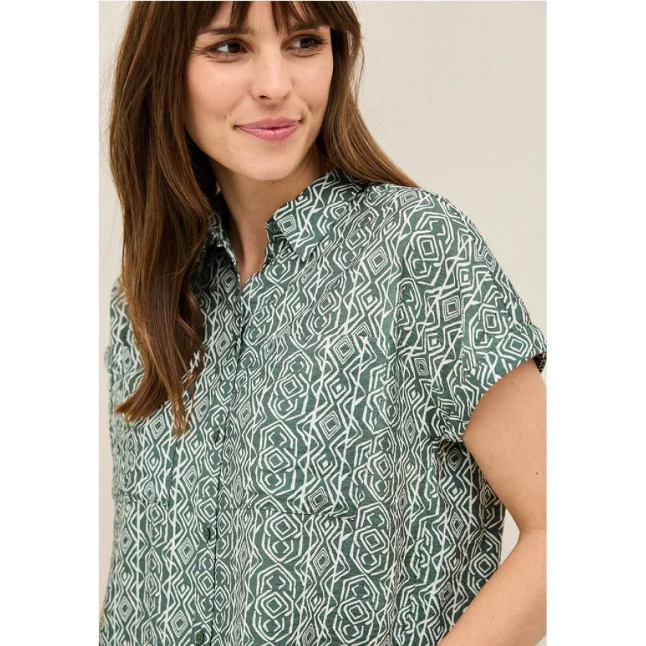 CECIL Gedessineerde overhemdblouse Groen