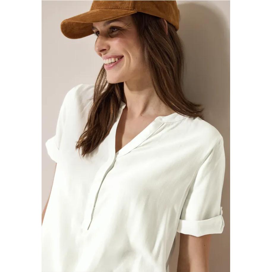 CECIL Blouse met korte mouwen in effen kleur Wit